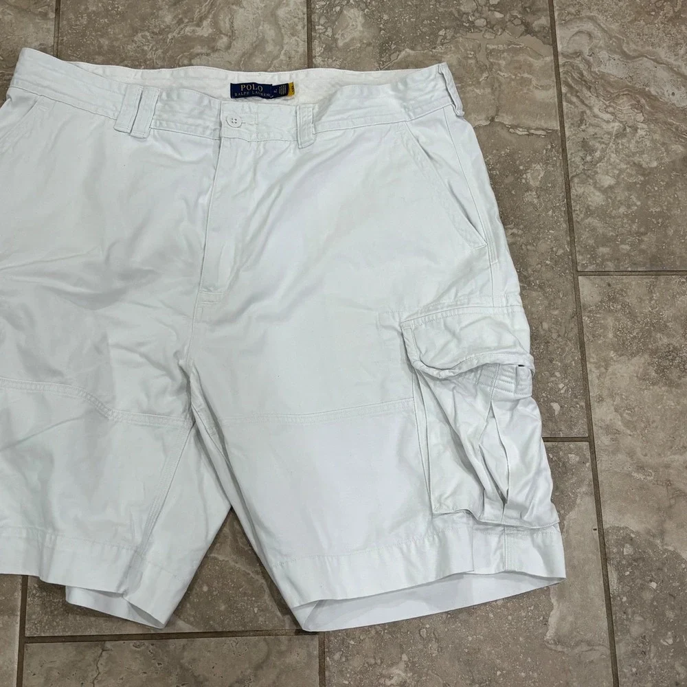 Polo Ralph Lauren Mens White Cotton Twill Cargo Shorts Size 42 Utility Summer